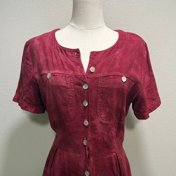 Vintage Carol Anderson Magenta Pink Tie Dye Button Front Midi Dress Medium Retro - Picture 4 of 8